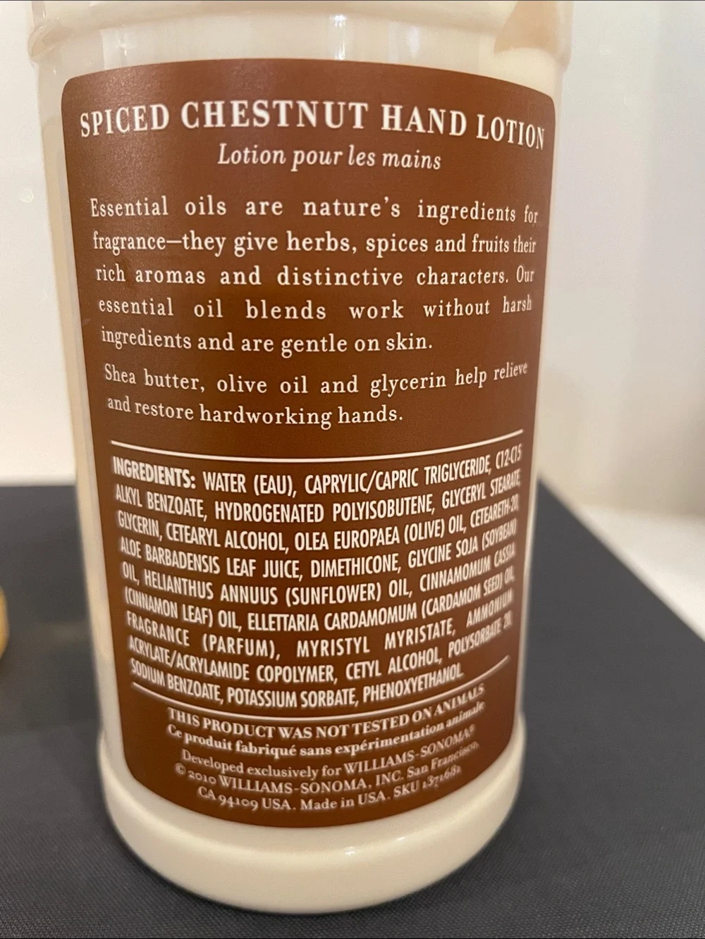 Williams Sonoma Spiced Chestnut Hand Lotion & Hand Soap — Cream & Gold